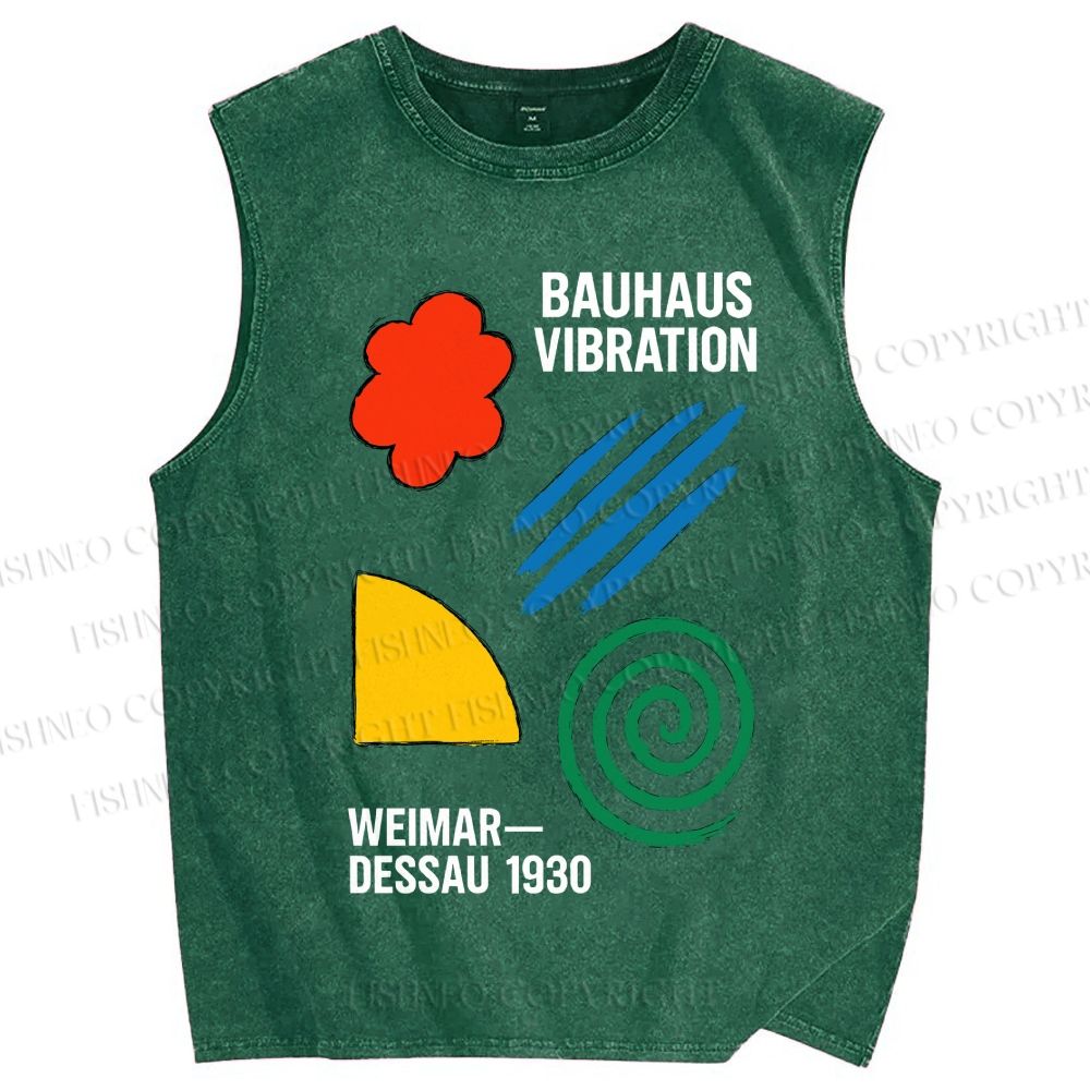 Unisex Bauhaus Geometric Printed Washed Tank Top