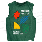 Unisex Bauhaus Geometric Printed Washed Tank Top