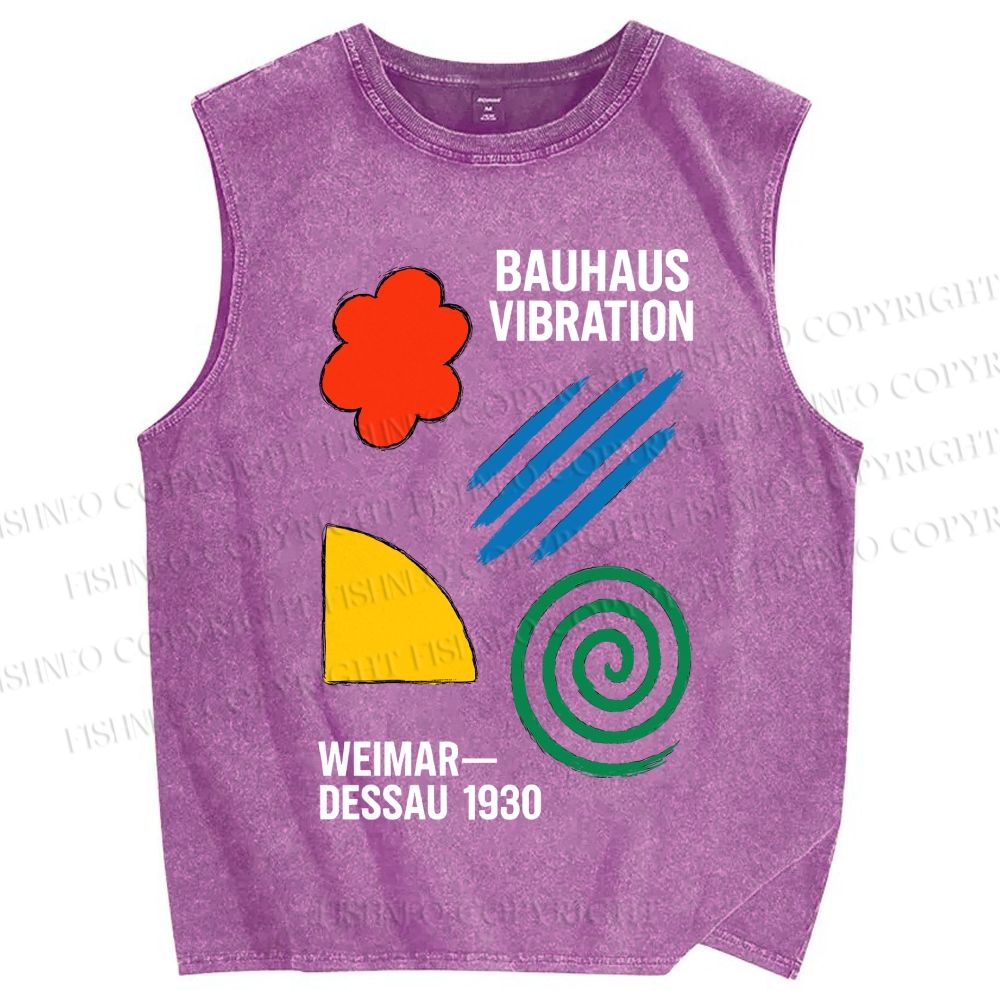 Unisex Bauhaus Geometric Printed Washed Tank Top
