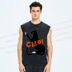 Unisex Ciao Black Panther Printed Washed Tank Top