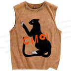 Unisex Ciao Black Panther Printed Washed Tank Top