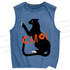 Unisex Ciao Black Panther Printed Washed Tank Top