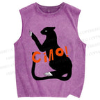 Unisex Ciao Black Panther Printed Washed Tank Top