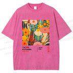 Unisex Yayoi Kusama Flower Printed Washed Tee