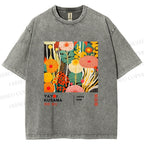 Unisex Yayoi Kusama Flower Printed Washed Tee