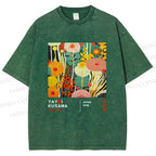 Unisex Yayoi Kusama Flower Printed Washed Tee