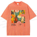 Unisex Yayoi Kusama Flower Printed Washed Tee
