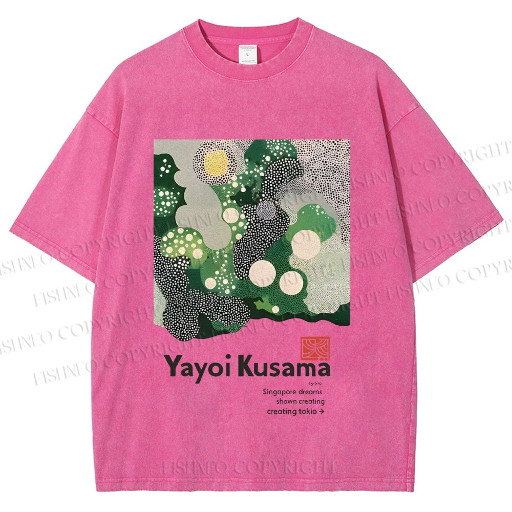 Unisex Yayoi Kusama Polka Dots Printed Washed Tee