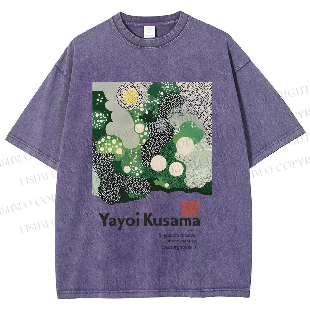 Unisex Yayoi Kusama Polka Dots Printed Washed Tee