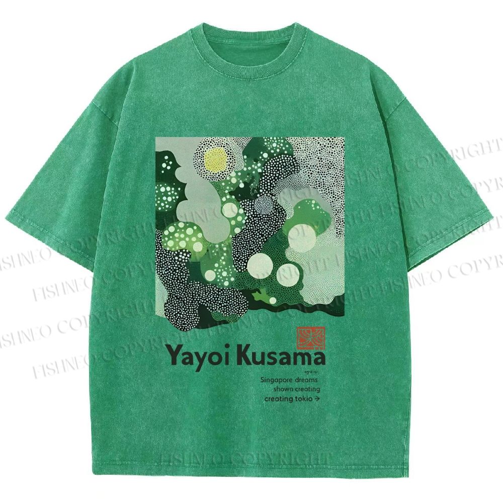Unisex Yayoi Kusama Polka Dots Printed Washed Tee
