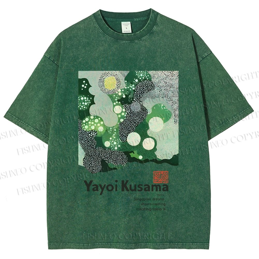 Unisex Yayoi Kusama Polka Dots Printed Washed Tee