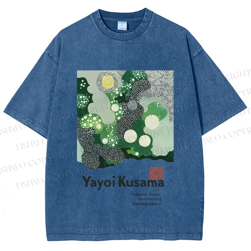 Unisex Yayoi Kusama Polka Dots Printed Washed Tee