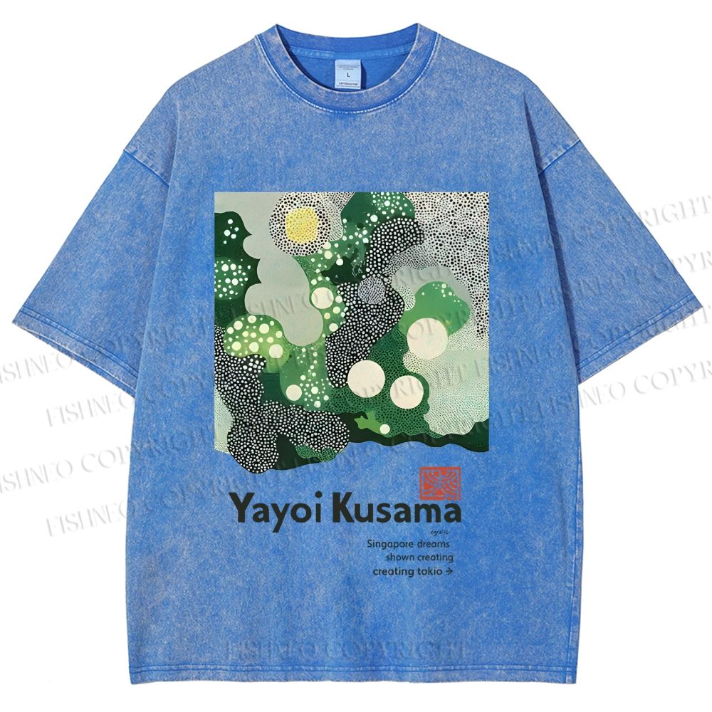 Unisex Yayoi Kusama Polka Dots Printed Washed Tee