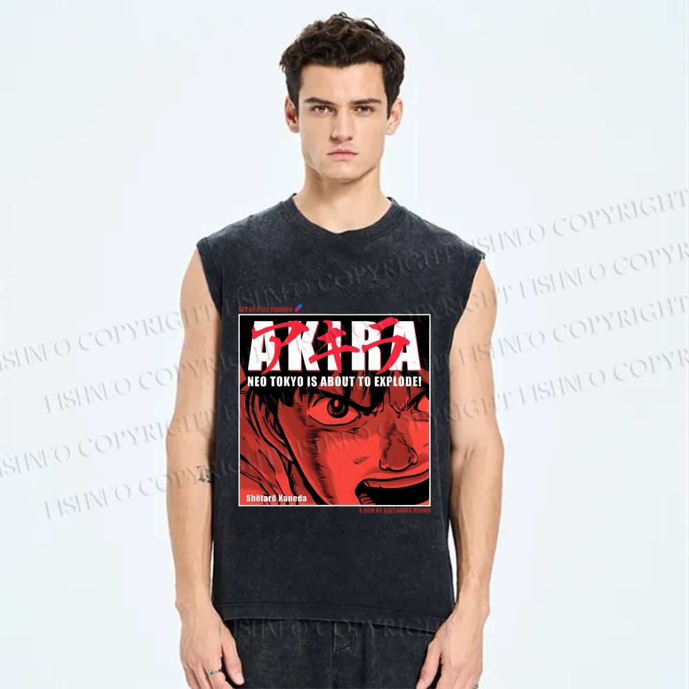 Unisex Akira Printed Washed Tank Top