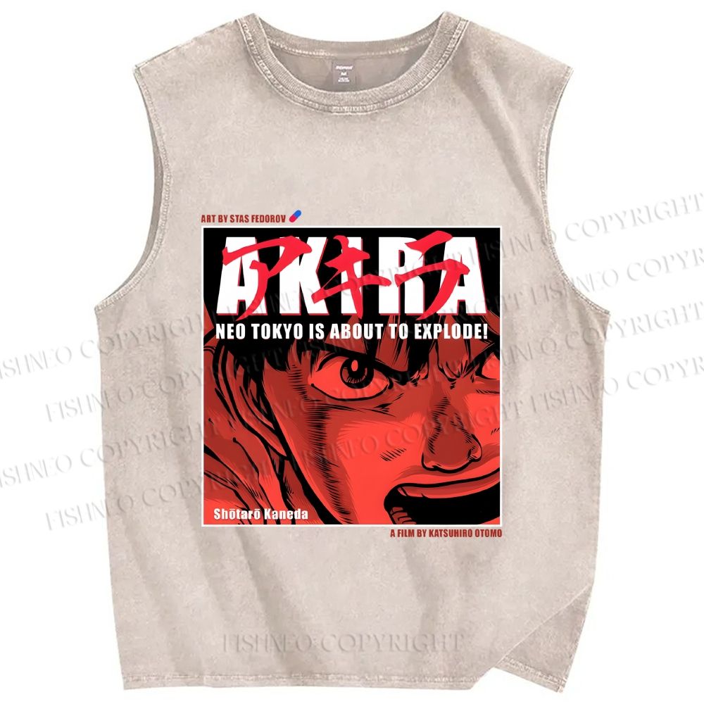 Unisex Akira Printed Washed Tank Top