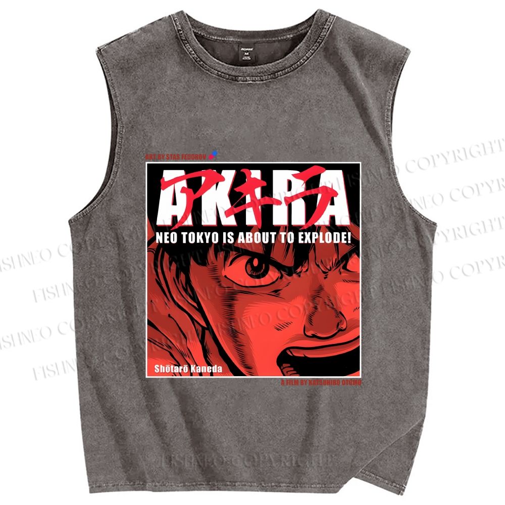 Unisex Akira Printed Washed Tank Top