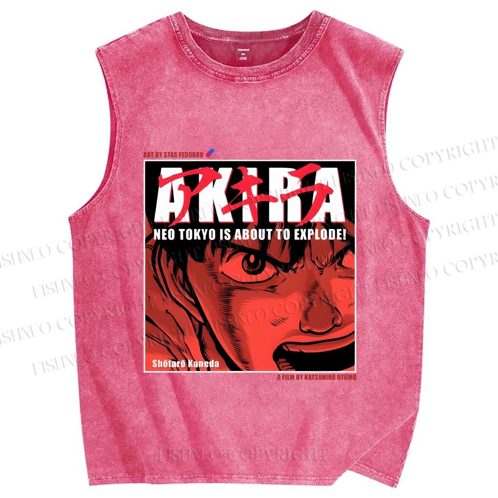 Unisex Akira Printed Washed Tank Top