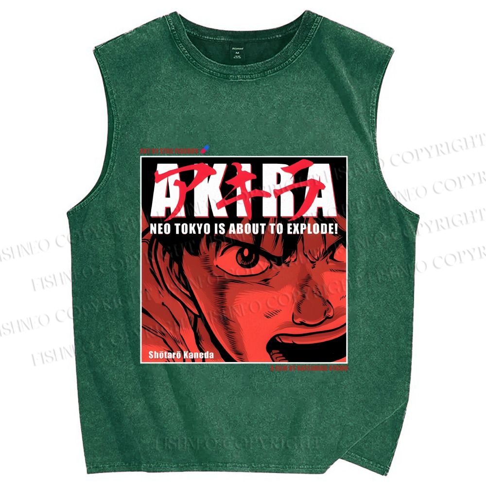 Unisex Akira Printed Washed Tank Top