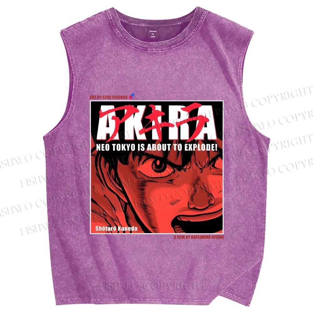 Unisex Akira Printed Washed Tank Top