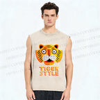 Unisex Silly Tiger Style Printed Washed Tank Top