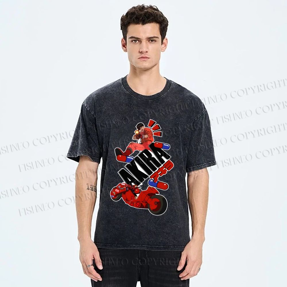 Unisex Akira Printed Washed Tee