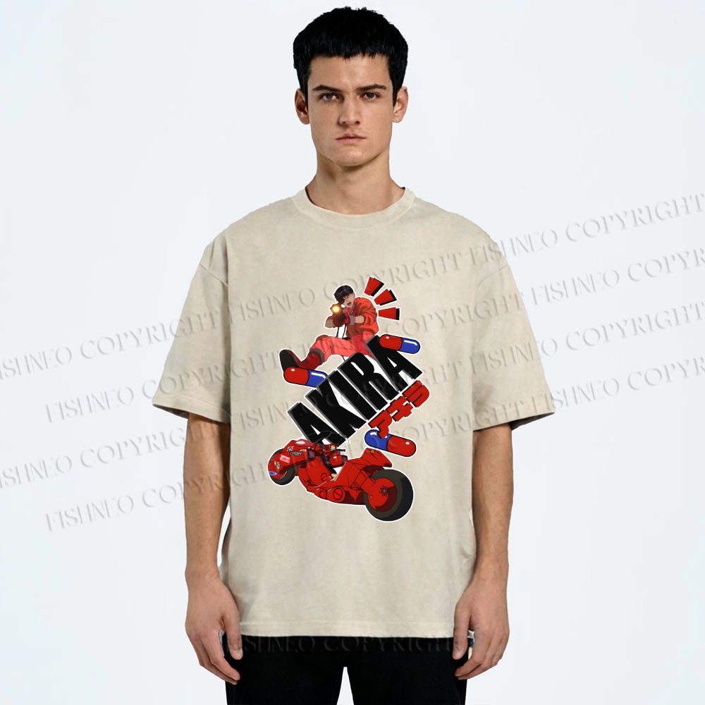Unisex Akira Printed Washed Tee