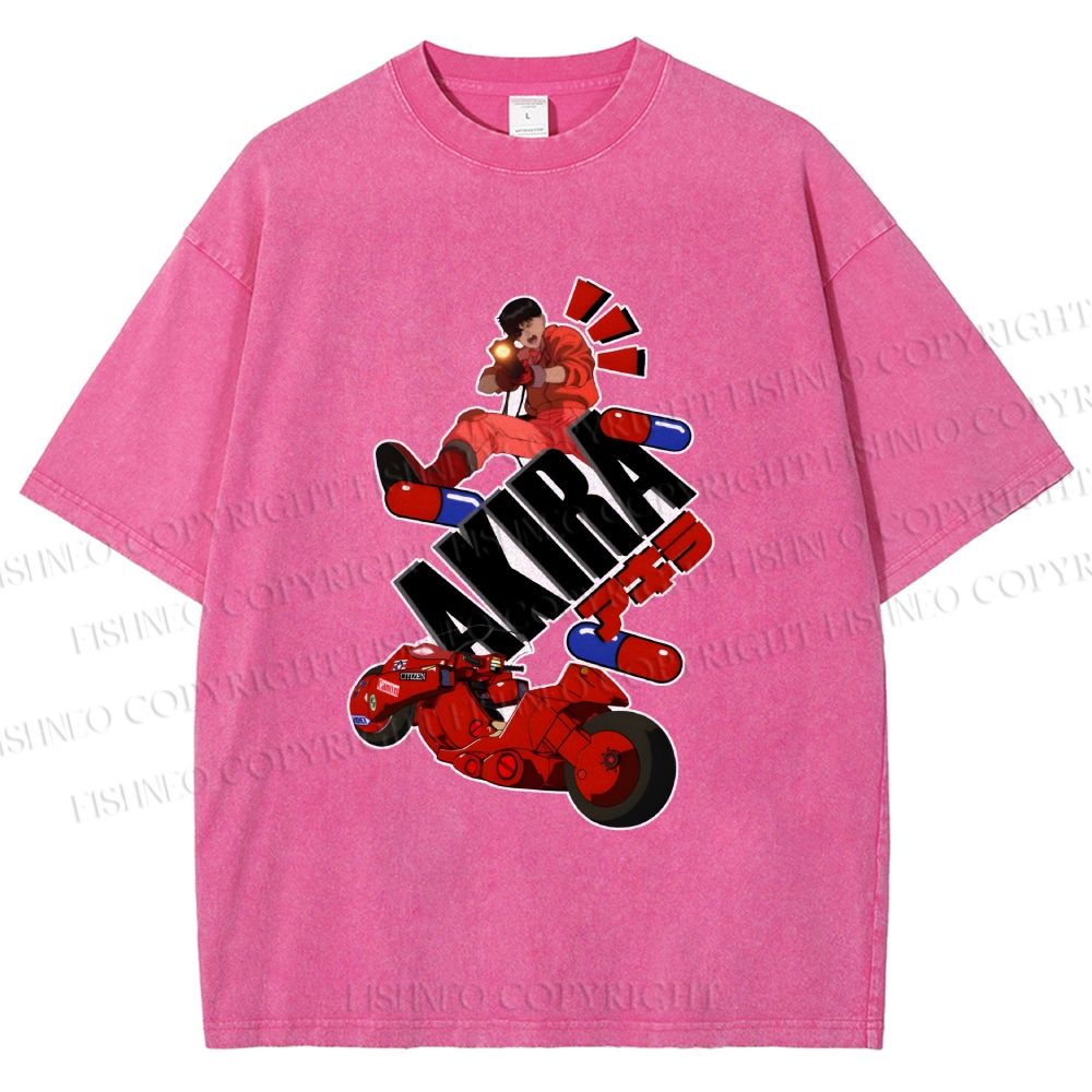 Unisex Akira Printed Washed Tee