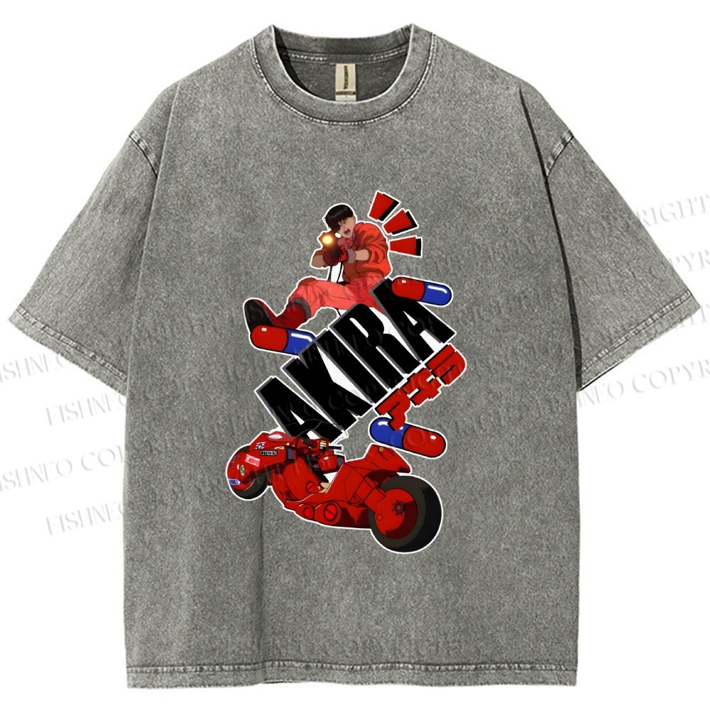 Unisex Akira Printed Washed Tee
