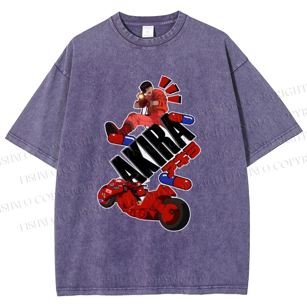 Unisex Akira Printed Washed Tee
