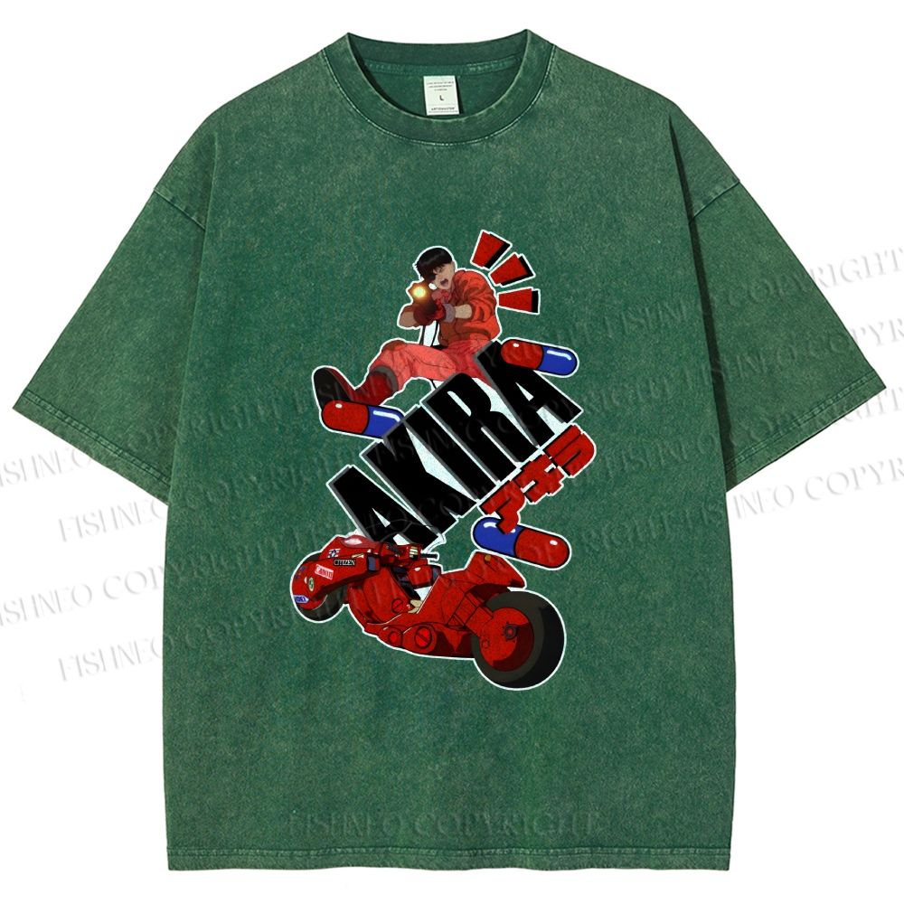 Unisex Akira Printed Washed Tee