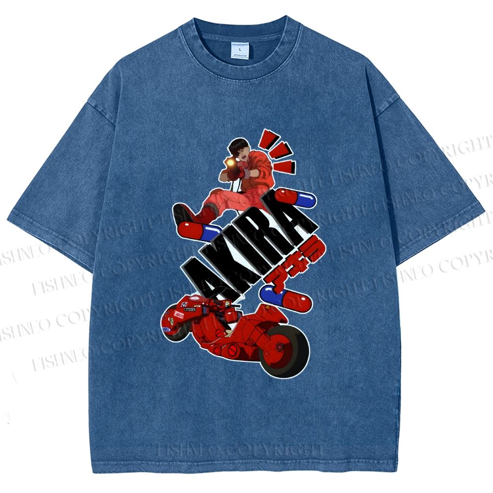 Unisex Akira Printed Washed Tee