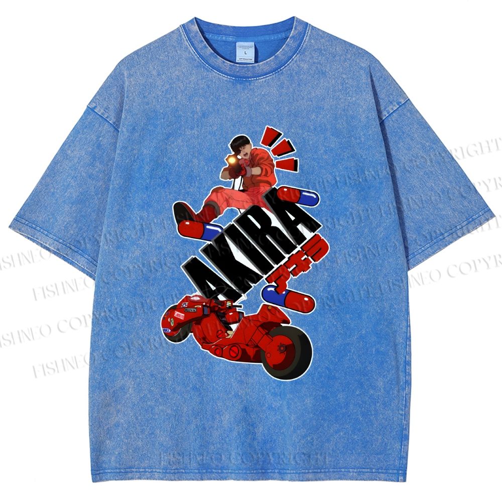 Unisex Akira Printed Washed Tee