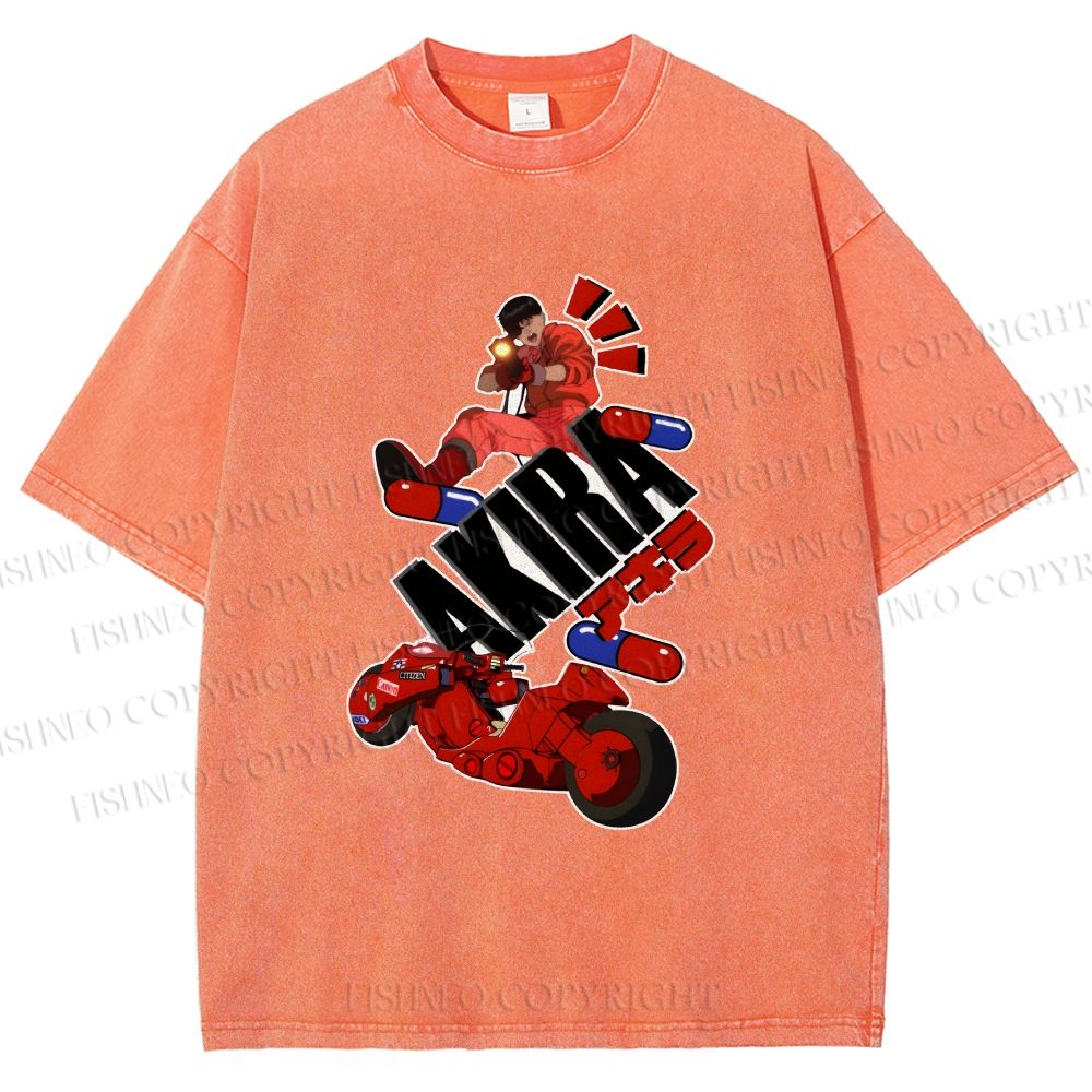 Unisex Akira Printed Washed Tee