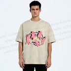 Unisex Dancing Party Kittens Printed Washed Tee