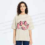Unisex Dancing Party Kittens Printed Washed Tee