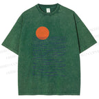 Unisex Sea Wave Sunset Printed Washed Tee