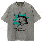 Unisex Y'all Mind If I Scream Possum Printed Washed Tee