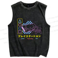 Unisex Retro Classic Games Printed Washed Tank Top