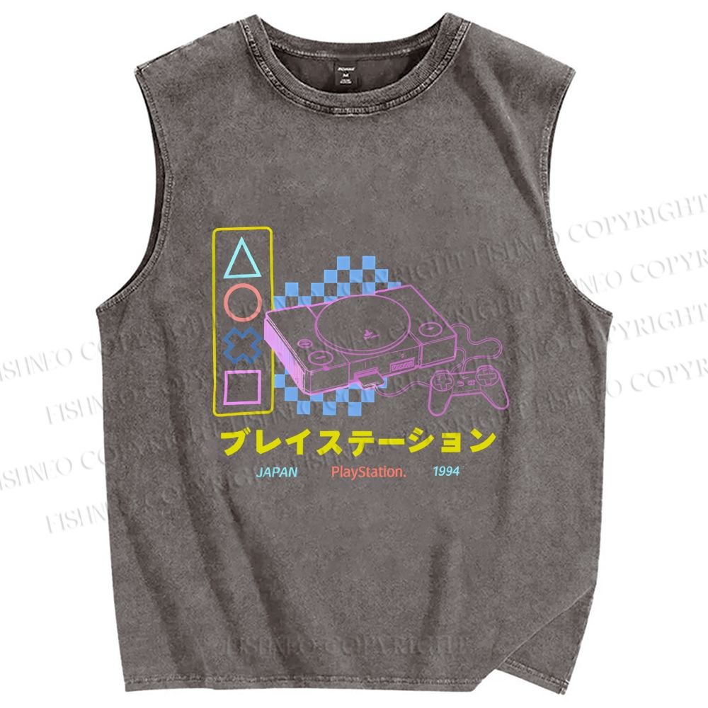 Unisex Retro Classic Games Printed Washed Tank Top