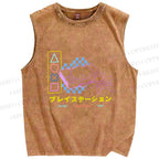 Unisex Retro Classic Games Printed Washed Tank Top