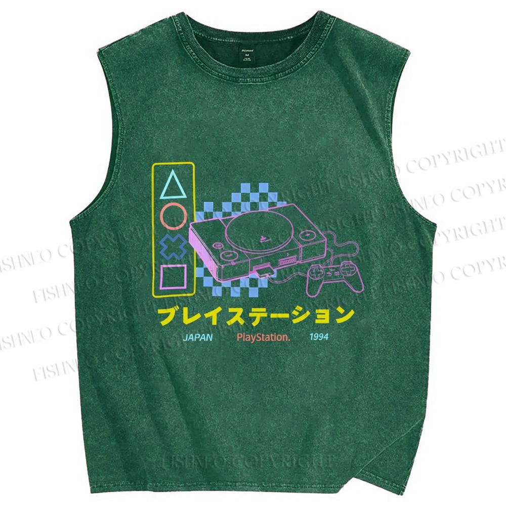 Unisex Retro Classic Games Printed Washed Tank Top