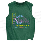Unisex Retro Classic Games Printed Washed Tank Top