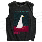 Unisex Yayoi Kusama Animal Art Vintage Printed Washed Tank Top