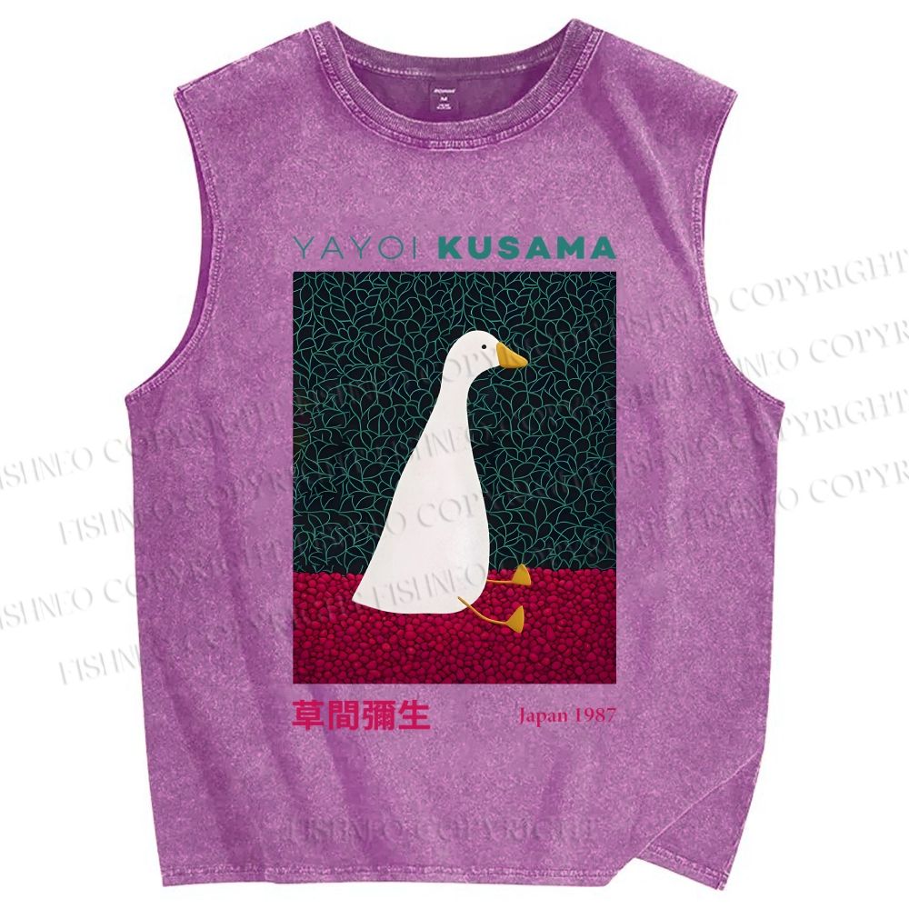 Unisex Yayoi Kusama Animal Art Vintage Printed Washed Tank Top