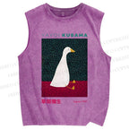 Unisex Yayoi Kusama Animal Art Vintage Printed Washed Tank Top