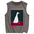 Unisex Yayoi Kusama Animal Art Vintage Printed Washed Tank Top