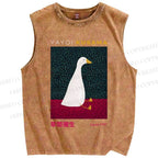 Unisex Yayoi Kusama Animal Art Vintage Printed Washed Tank Top