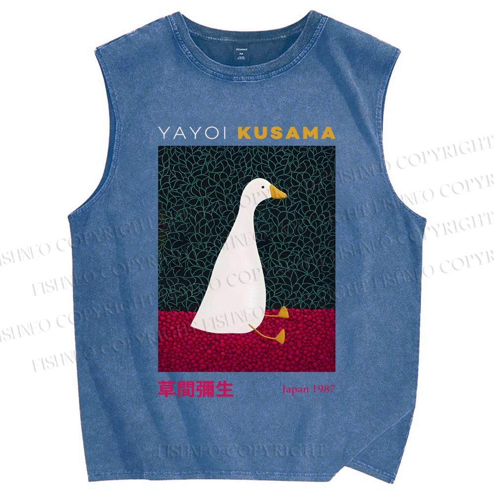 Unisex Yayoi Kusama Animal Art Vintage Printed Washed Tank Top