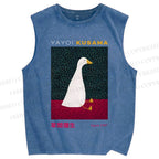 Unisex Yayoi Kusama Animal Art Vintage Printed Washed Tank Top