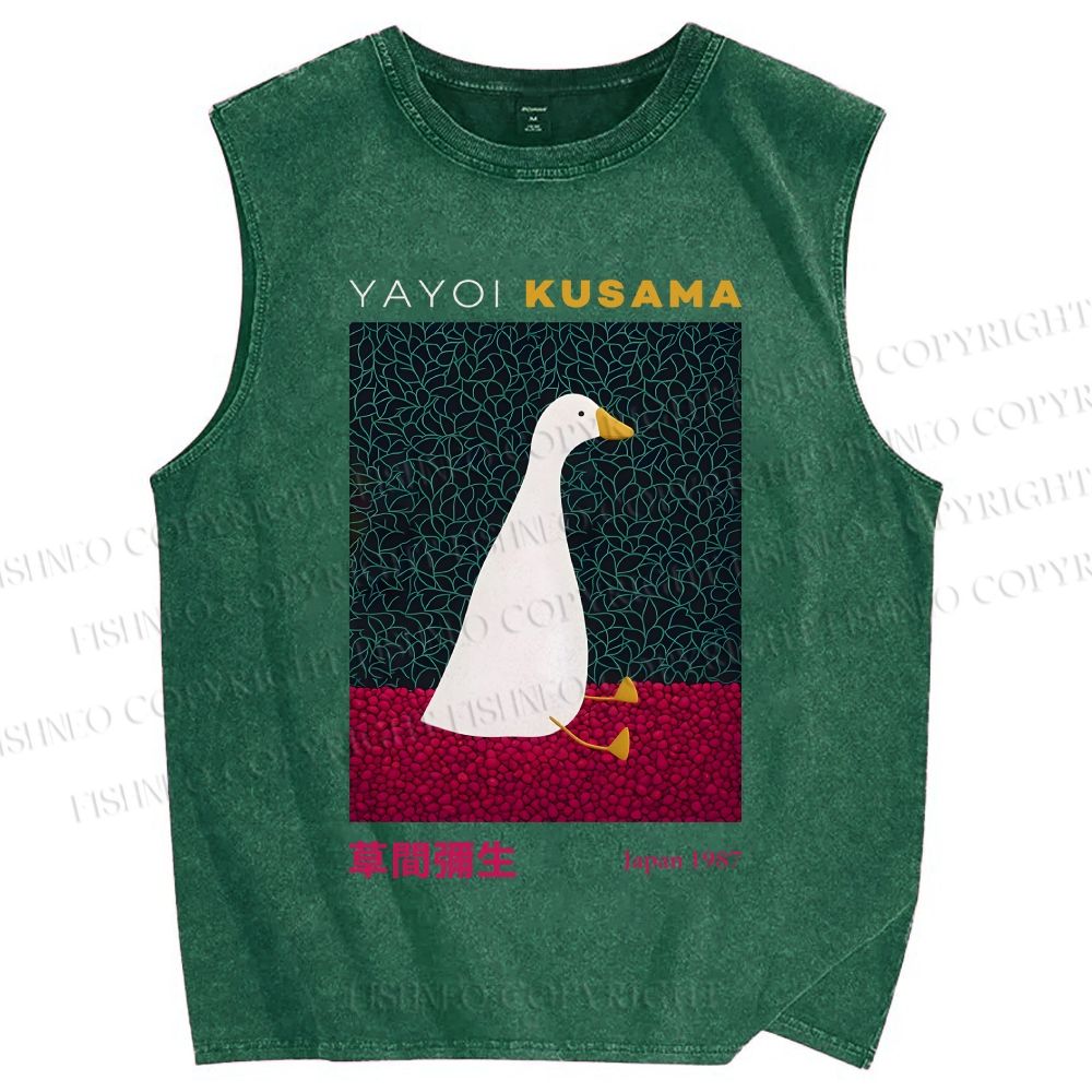 Unisex Yayoi Kusama Animal Art Vintage Printed Washed Tank Top